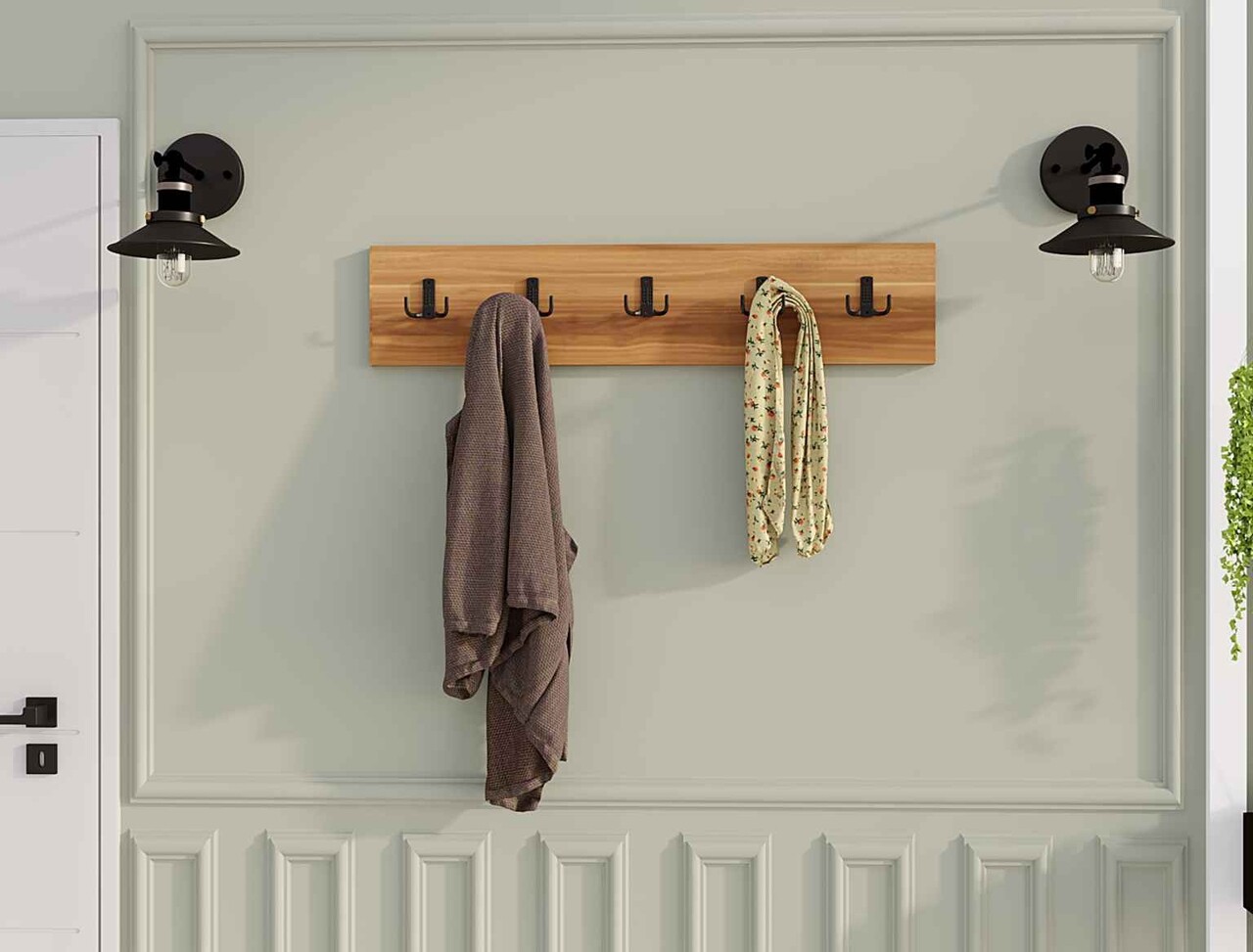 Cuier de perete, Hanah Home, Beşli, 80x17x1.8 cm, Maro - imagine 4